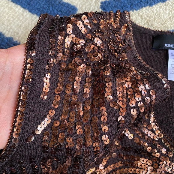 ✨ JONES NEW YORK PLUM COPPER SEQUIN FESTIVE TOP! - Picture 7 of 14